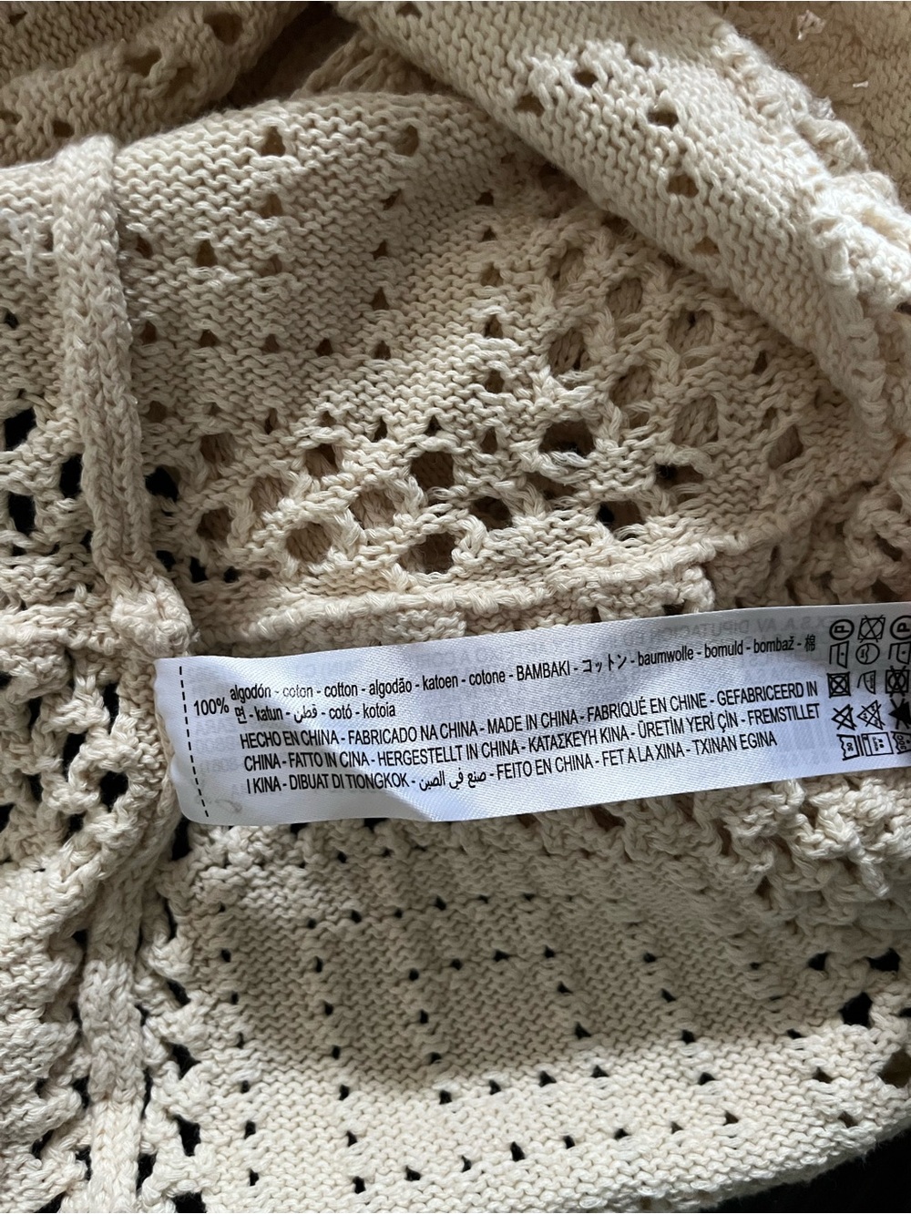 Zara Cream 100% Cotton Crochet Peplum Button-Up Long Sleeve Top Size S - Picture 7 of 7